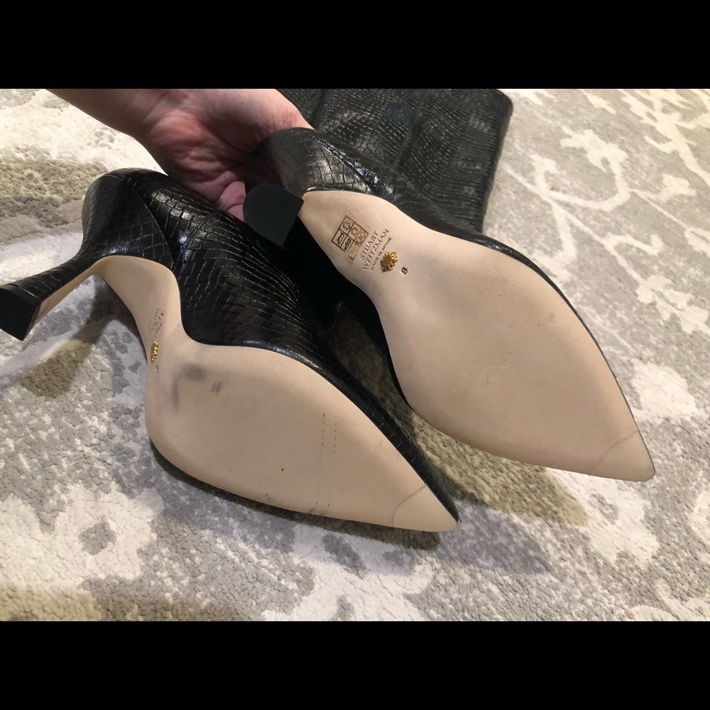 Stuart Weitzman Black Croc Parton Boots - Picture 4 of 4